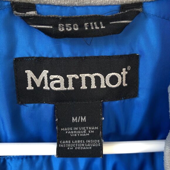 Marmot Jacket Womens Medium 650 Down Fill Puffer Coat Blue Full Zip Mock Neck - Picture 10 of 15